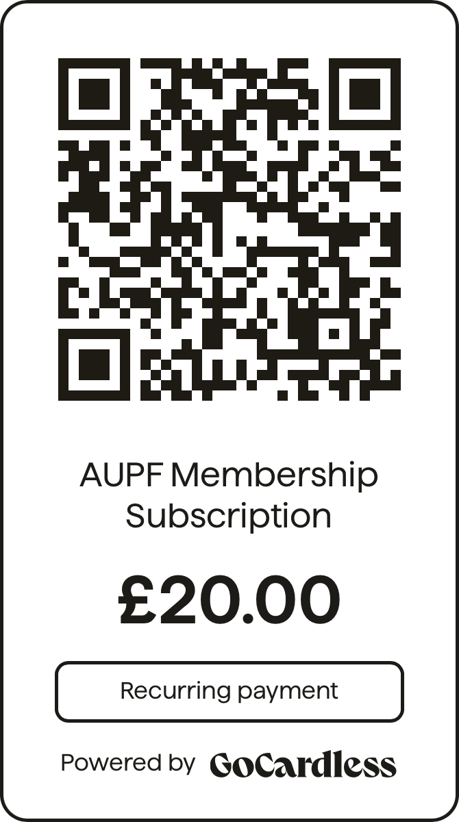 AUPF Membership Subscription GoCardless QRCode 20