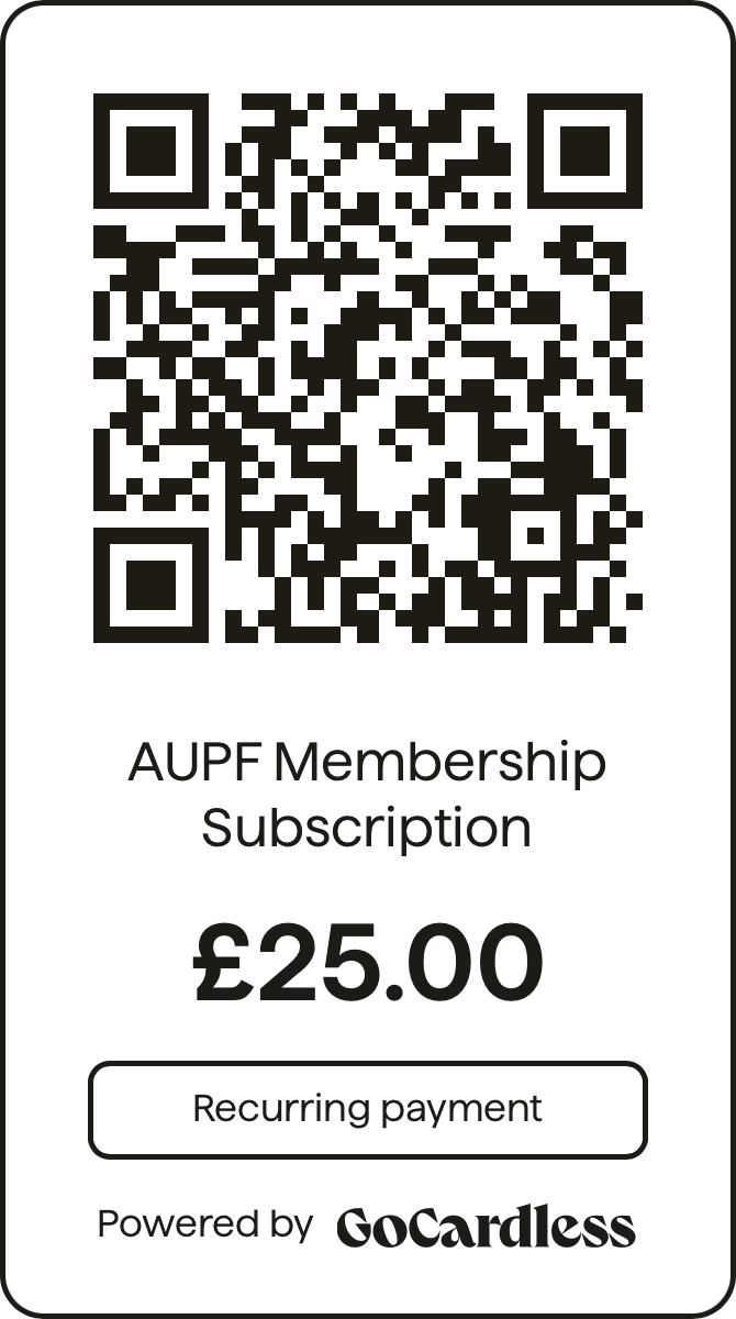 AUPF Membership Subscription GoCardless QRCode 25